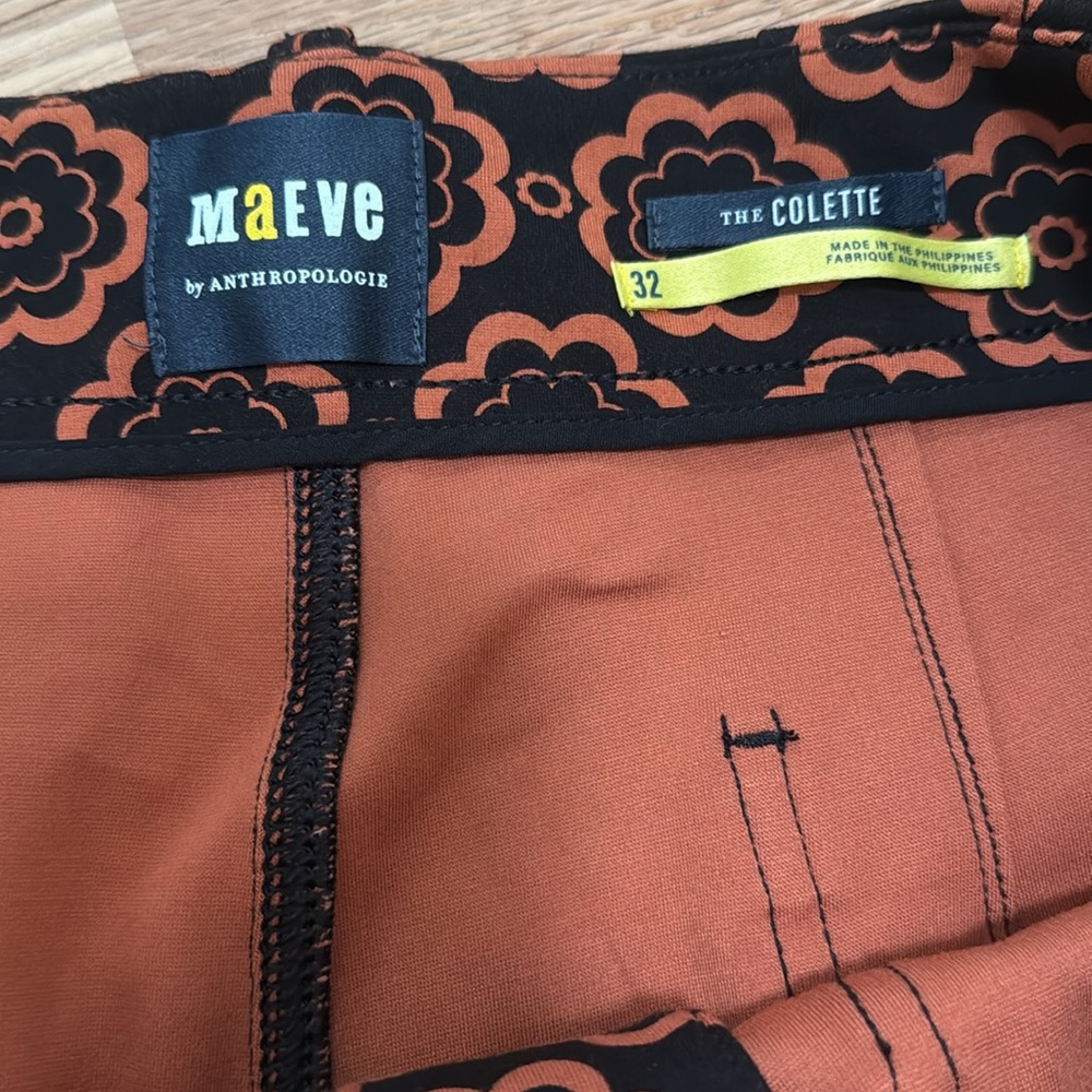 Maeve Black and Rust Floral Cropped Wide-Leg Pants - Picture 3 of 10